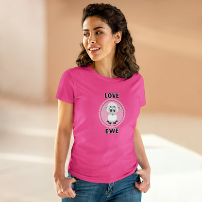 Sheep, Love Ewe, Animals- Adult, Semi-fitted, T-shirt