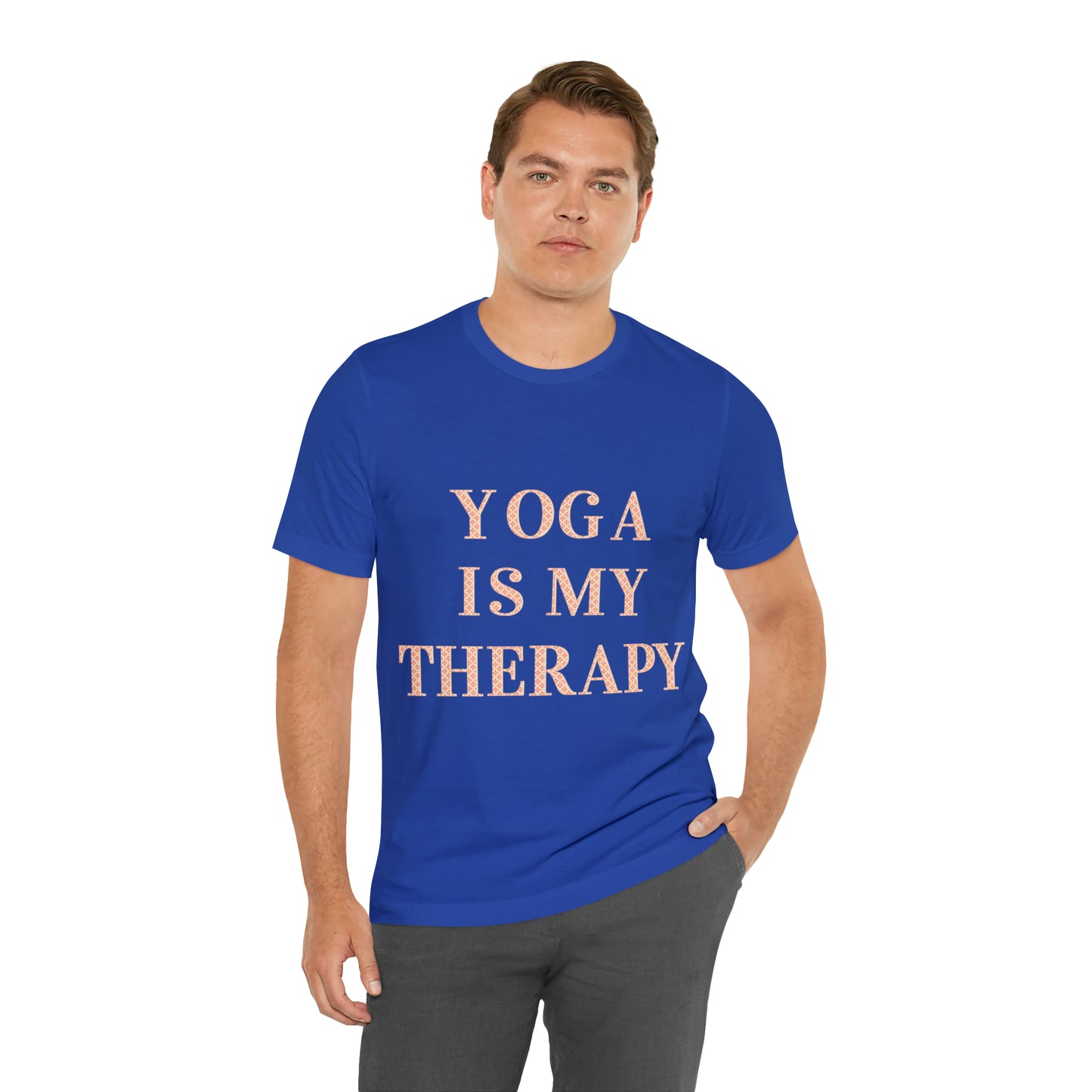 Yoga Is My Therapy- Adult, Regular Fit, Soft Cotton, Full Size Image, T-shirt