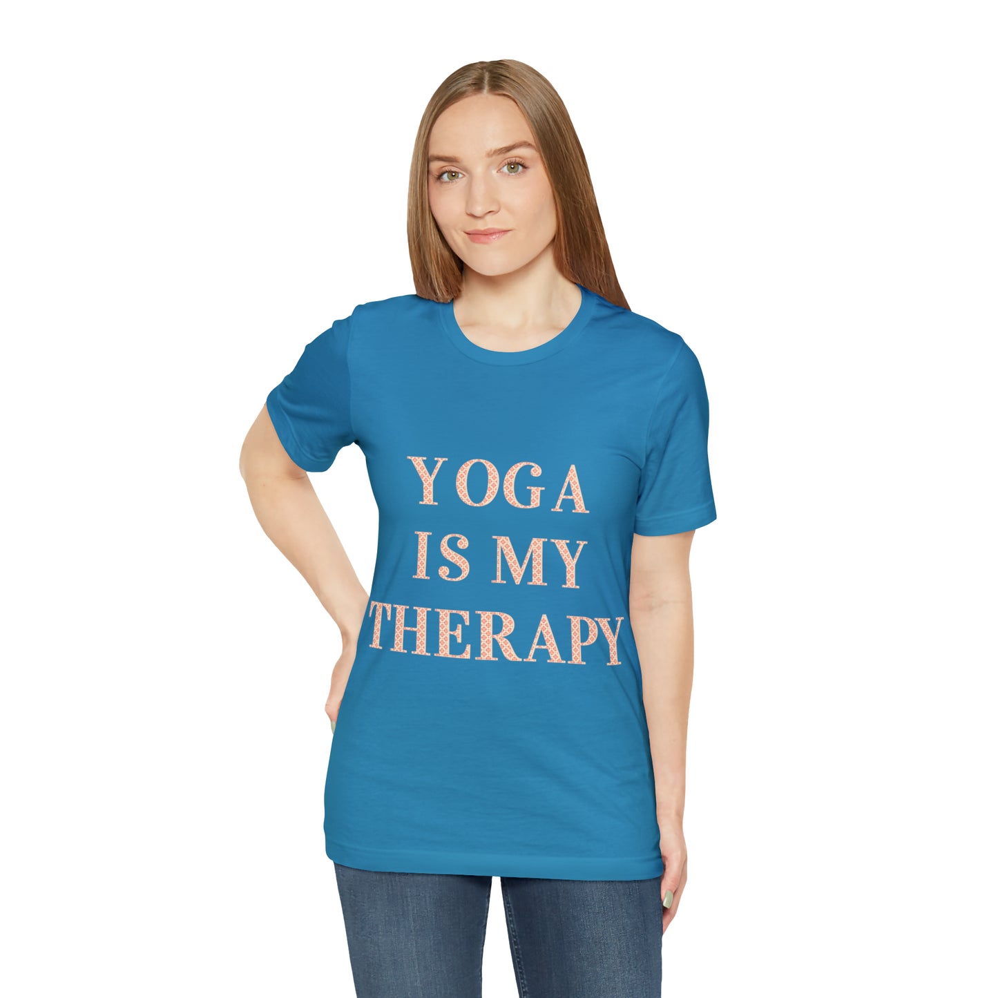 Yoga Is My Therapy- Adult, Regular Fit, Soft Cotton, Full Size Image, T-shirt