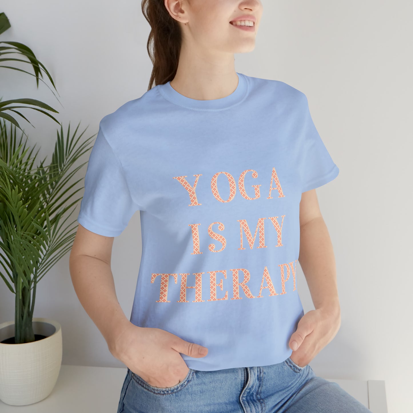 Yoga Is My Therapy- Adult, Regular Fit, Soft Cotton, Full Size Image, T-shirt