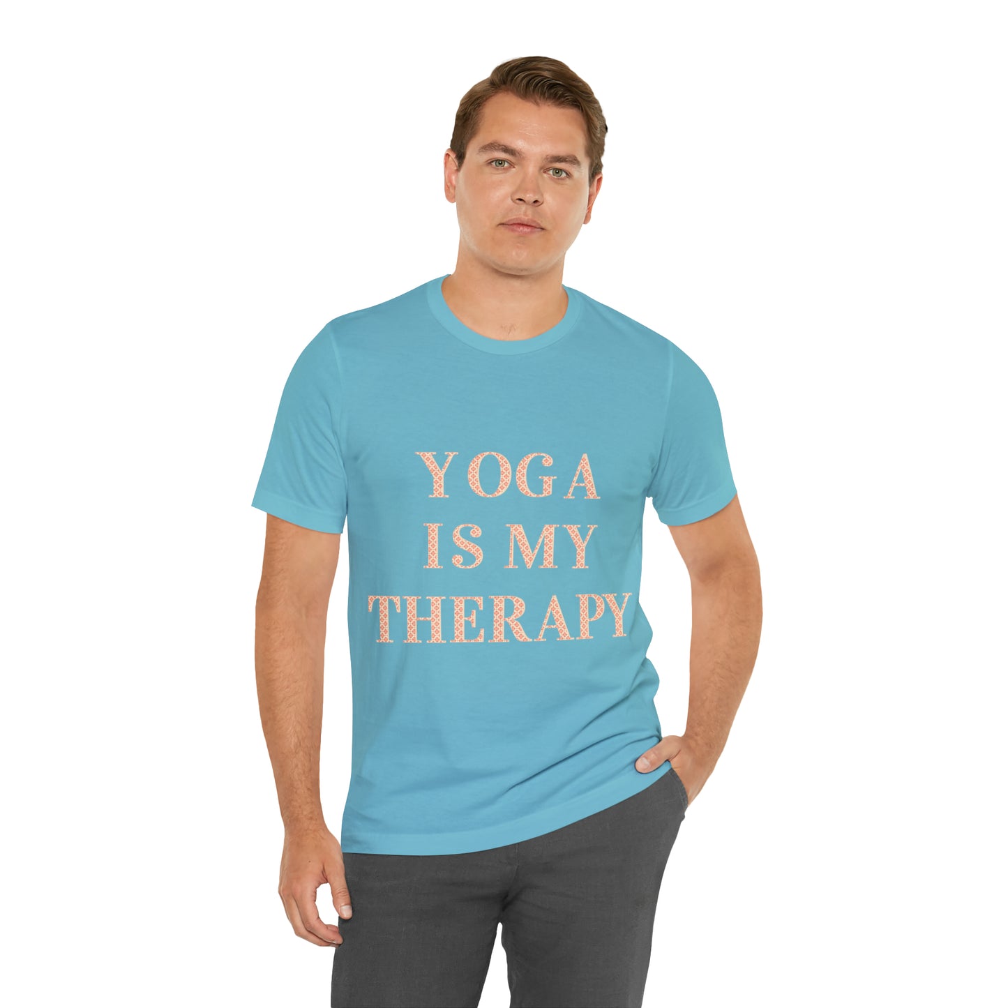 Yoga Is My Therapy- Adult, Regular Fit, Soft Cotton, Full Size Image, T-shirt