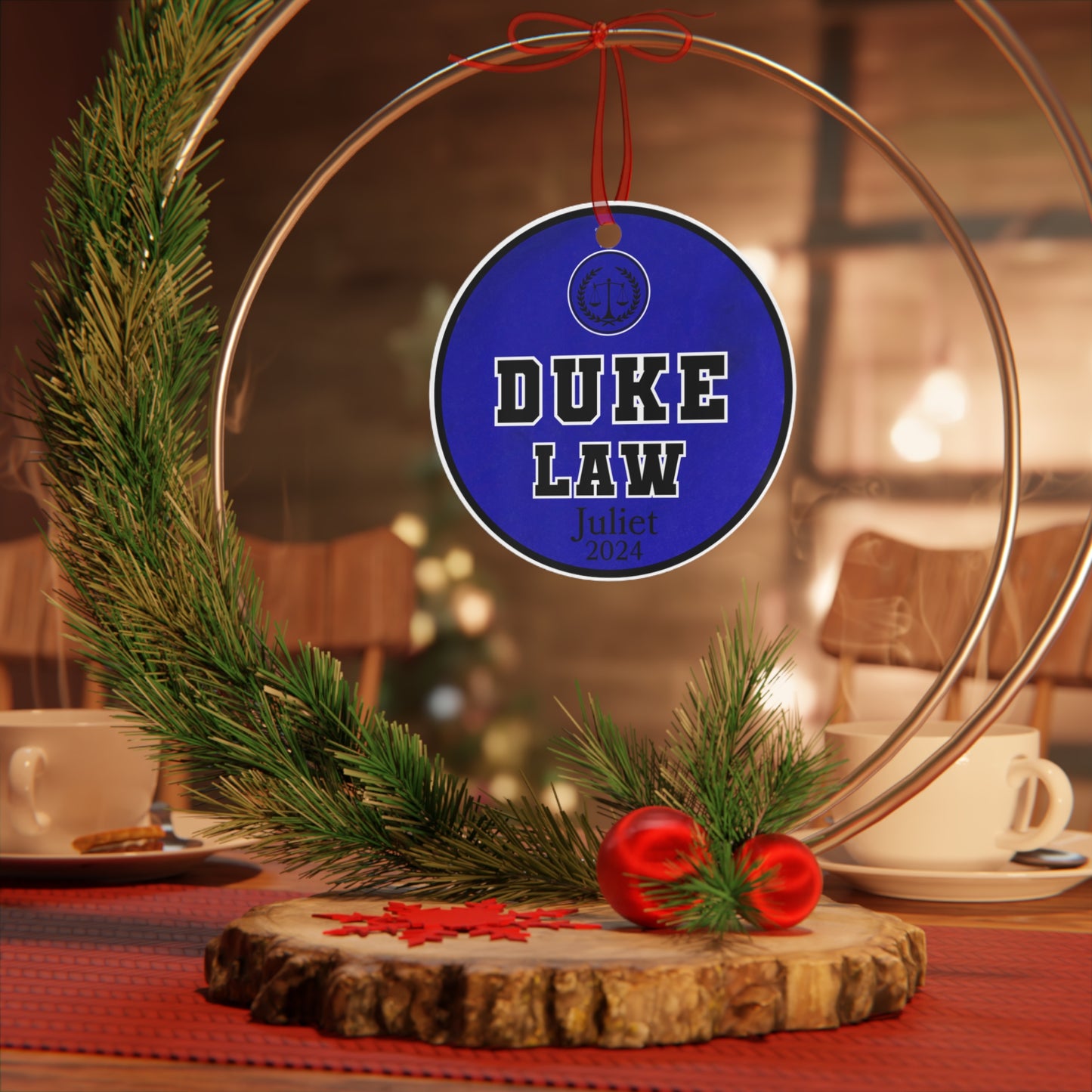 Duke Law Ornament, Metal Ornament, Law Legal Gift, Scale Of Justice, Christmas Birthday Gift, Duke Law, Attorney, Alumni, Graduation