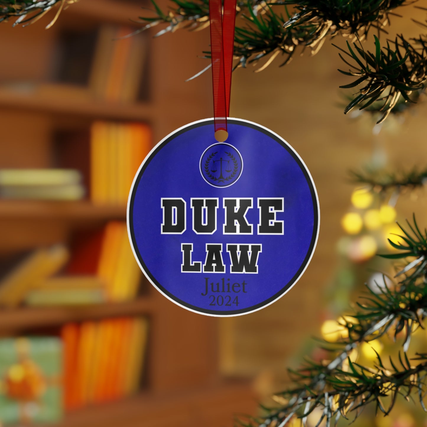 Duke Law Ornament, Metal Ornament, Law Legal Gift, Scale Of Justice, Christmas Birthday Gift, Duke Law, Attorney, Alumni, Graduation