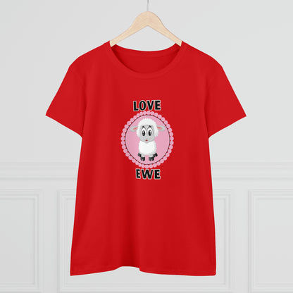 Sheep, Love Ewe, Animals- Adult, Semi-fitted, T-shirt