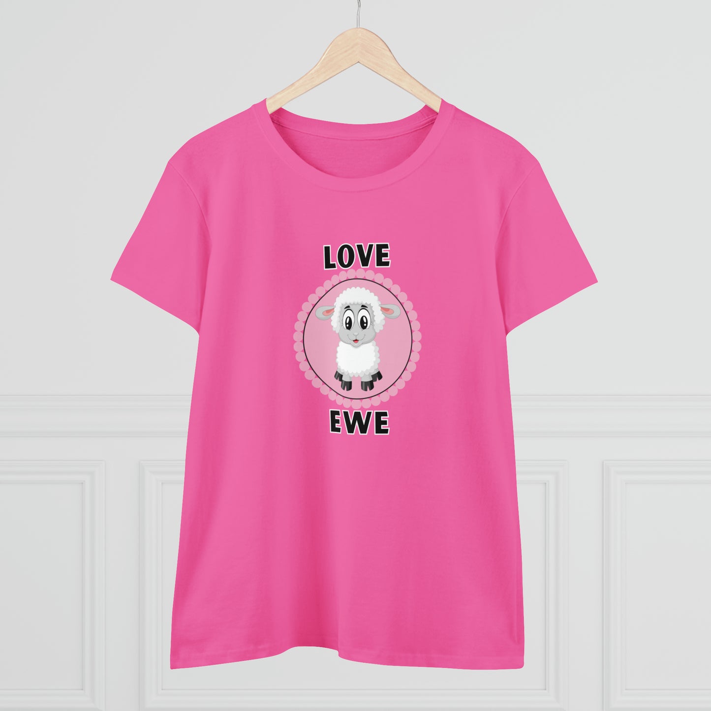 Sheep, Love Ewe, Animals- Adult, Semi-fitted, T-shirt