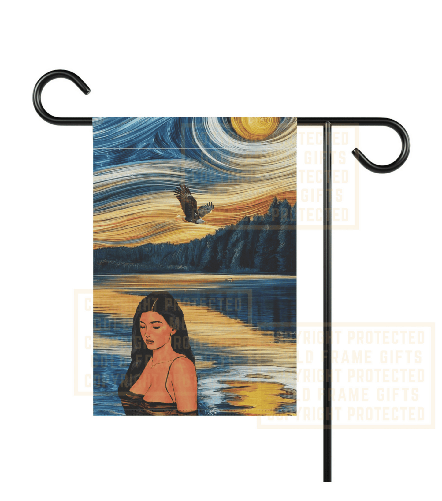 Beautiful Woman Flag, Woman Swimming, Birds Eagle, Yard Sign Garden House Banner