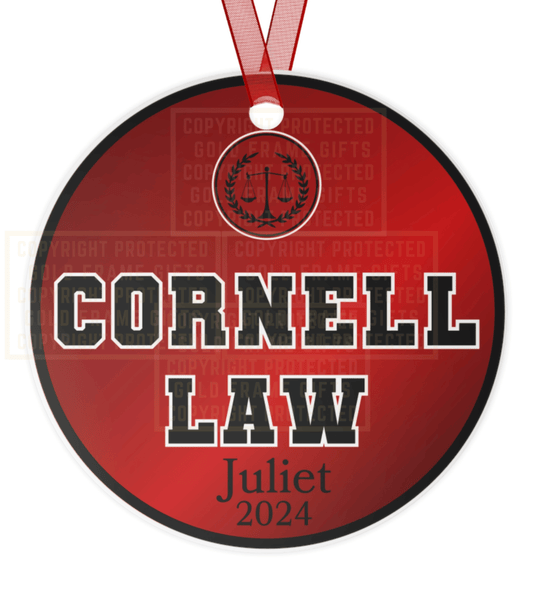 Cornell Law Ornament, Metal Ornament, Law Legal Gift, Scale Of Justice, Christmas Birthday Gift, Cornell Law, Attorney, Alumni. Graduation