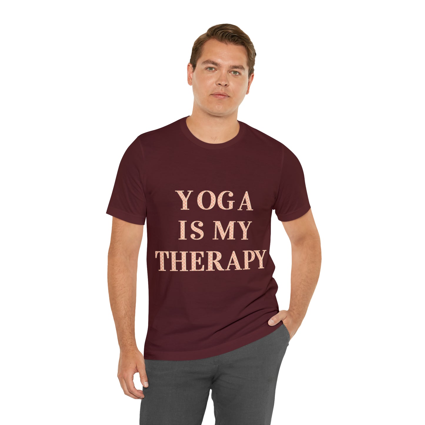 Yoga Is My Therapy- Adult, Regular Fit, Soft Cotton, Full Size Image, T-shirt