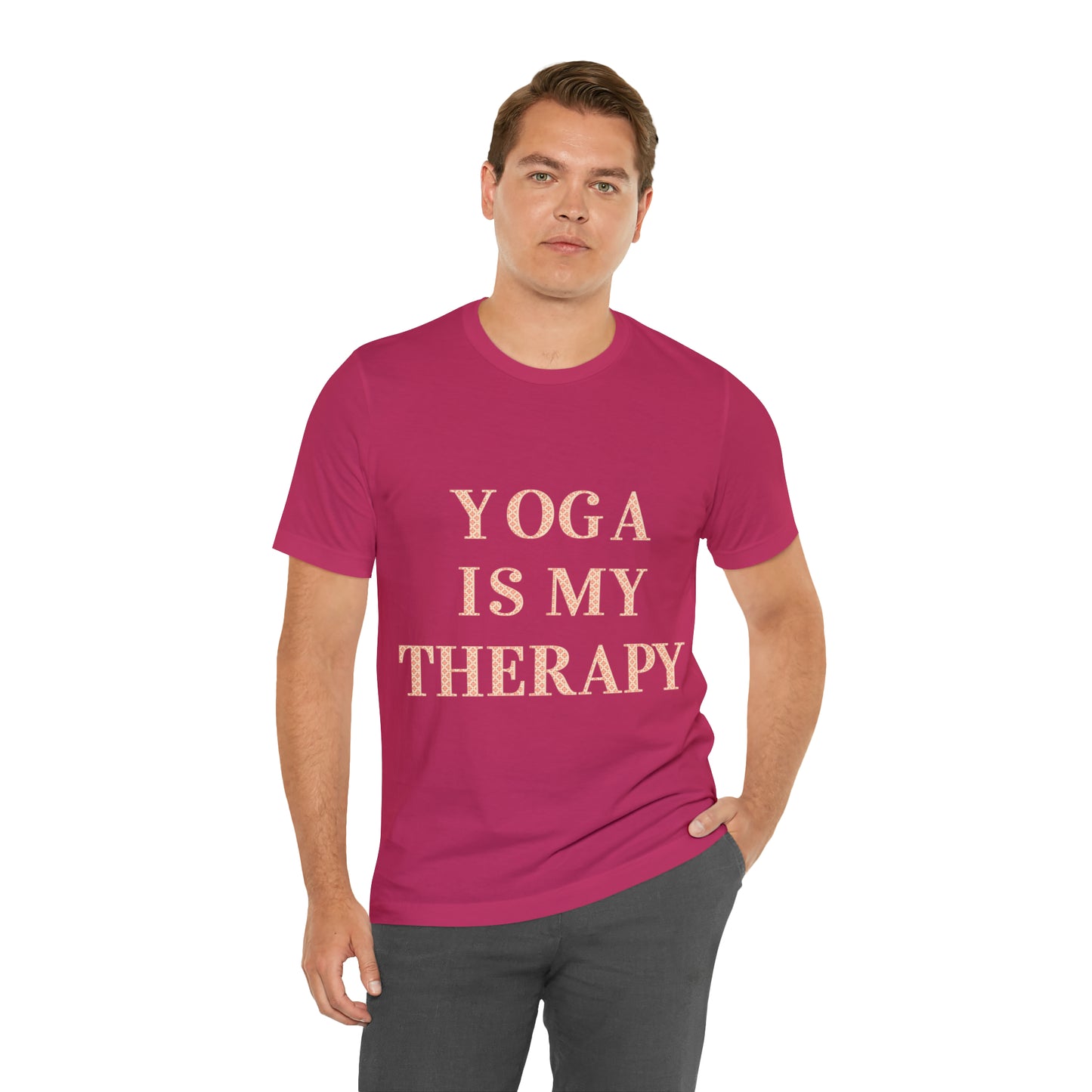 Yoga Is My Therapy- Adult, Regular Fit, Soft Cotton, Full Size Image, T-shirt