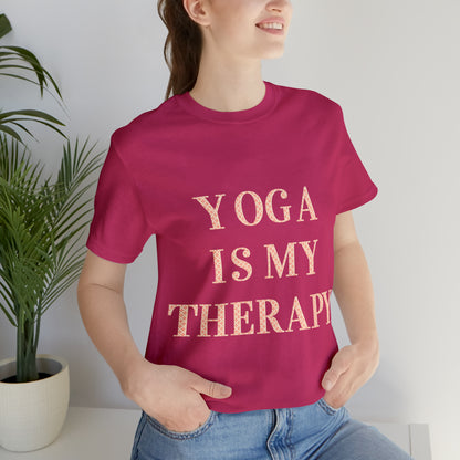 Yoga Is My Therapy- Adult, Regular Fit, Soft Cotton, Full Size Image, T-shirt