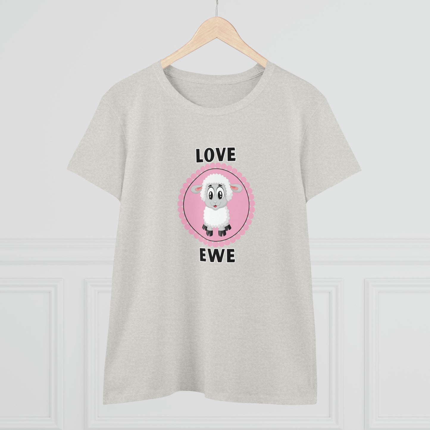 Sheep, Love Ewe, Animals- Adult, Semi-fitted, T-shirt