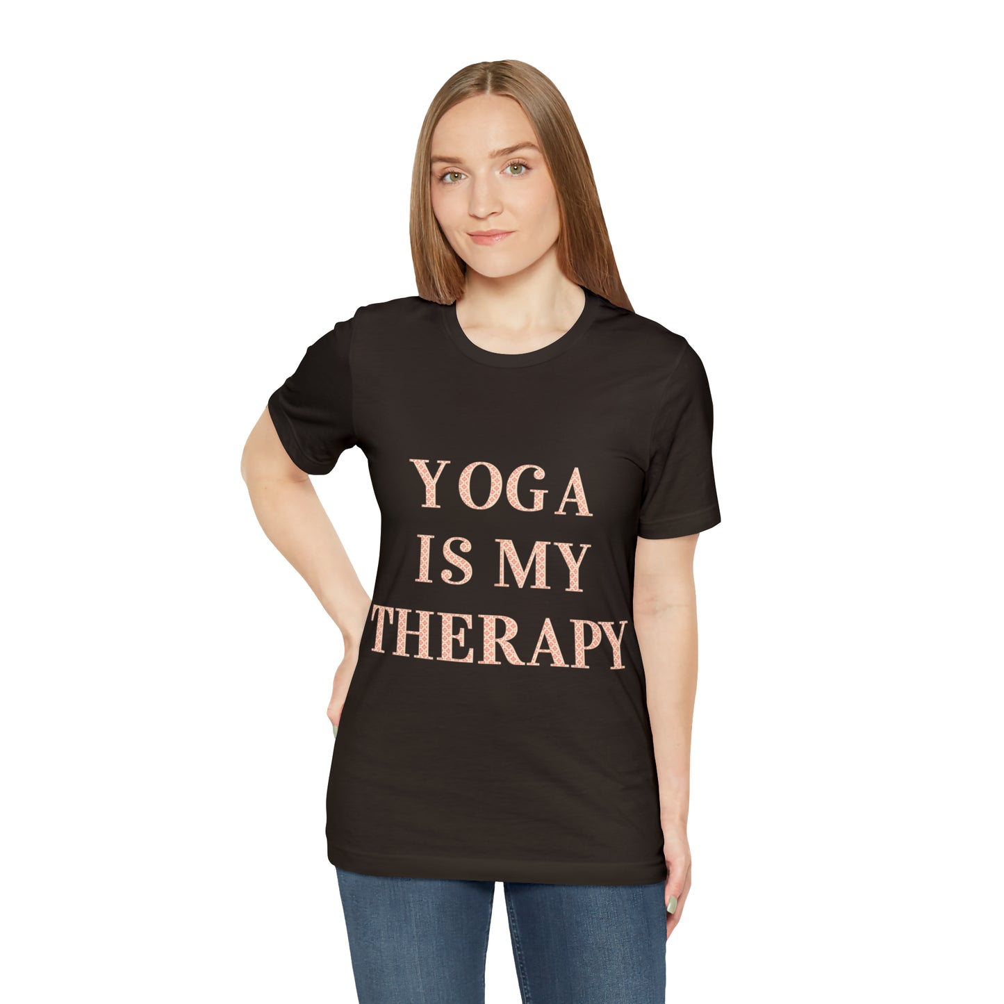 Yoga Is My Therapy- Adult, Regular Fit, Soft Cotton, Full Size Image, T-shirt